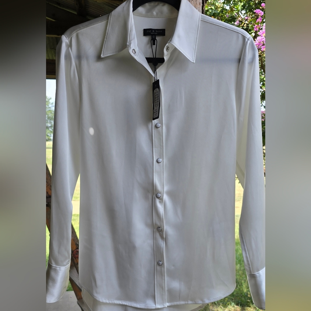 Rag & Bone White Button-Up Blouse - Picture 2 of 14